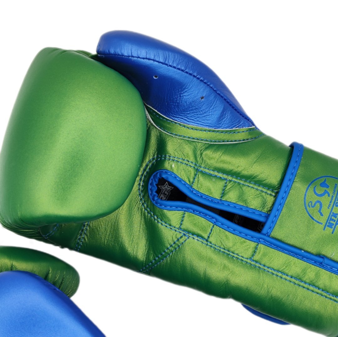 Guantes de Boxeo NTX SERIES - METALLIC green blue - Knockout Couture | Fight or Die