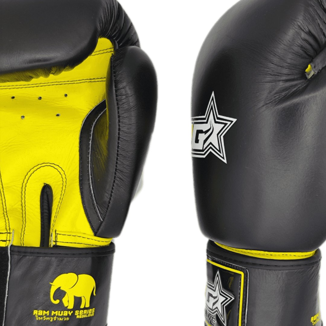 Guantes Kick Boxing Muay thai - RAM MUAY SERIES - yellow black - Knockout Couture | Fight or Die