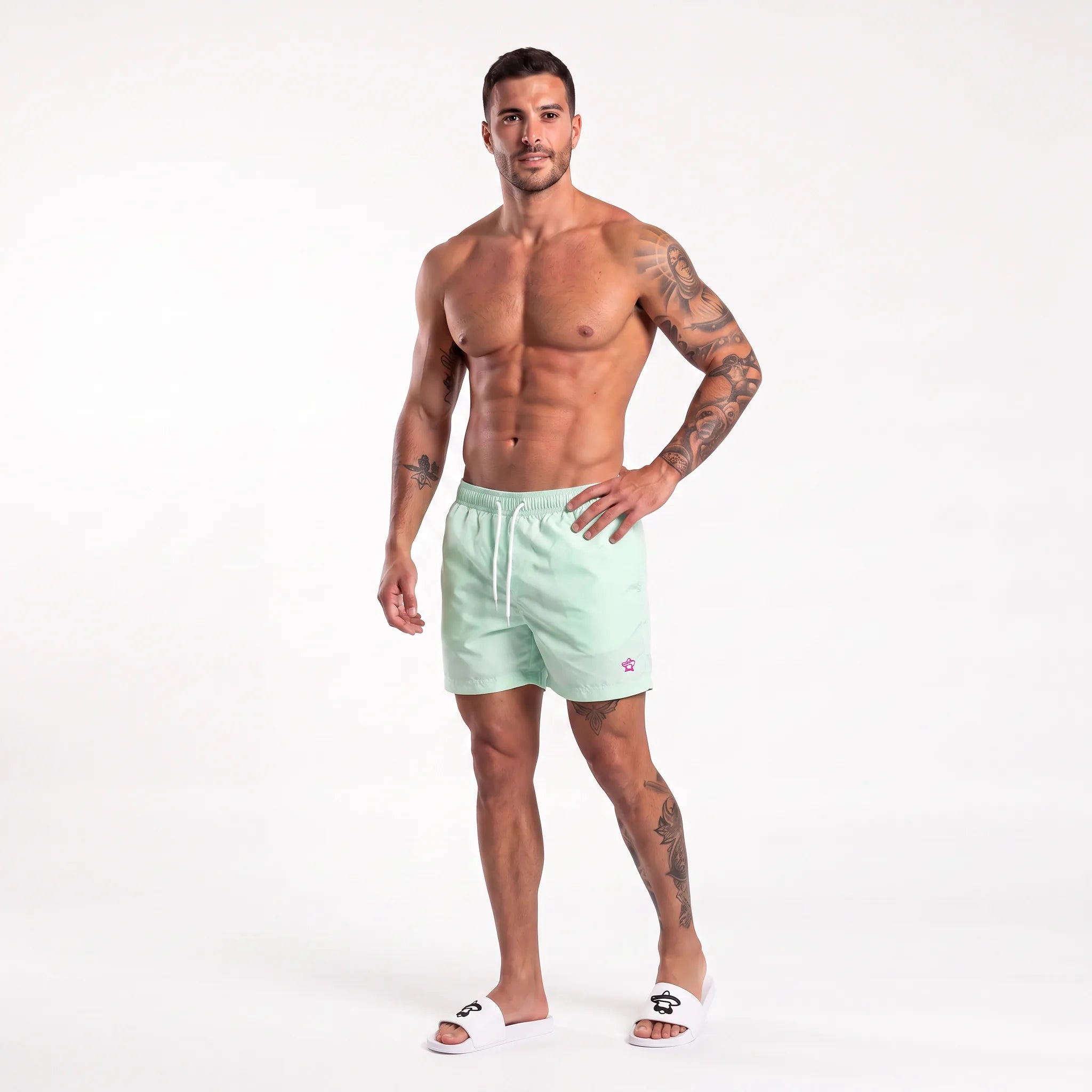Bañador Essential Signature verde menta con chanclas Knockout